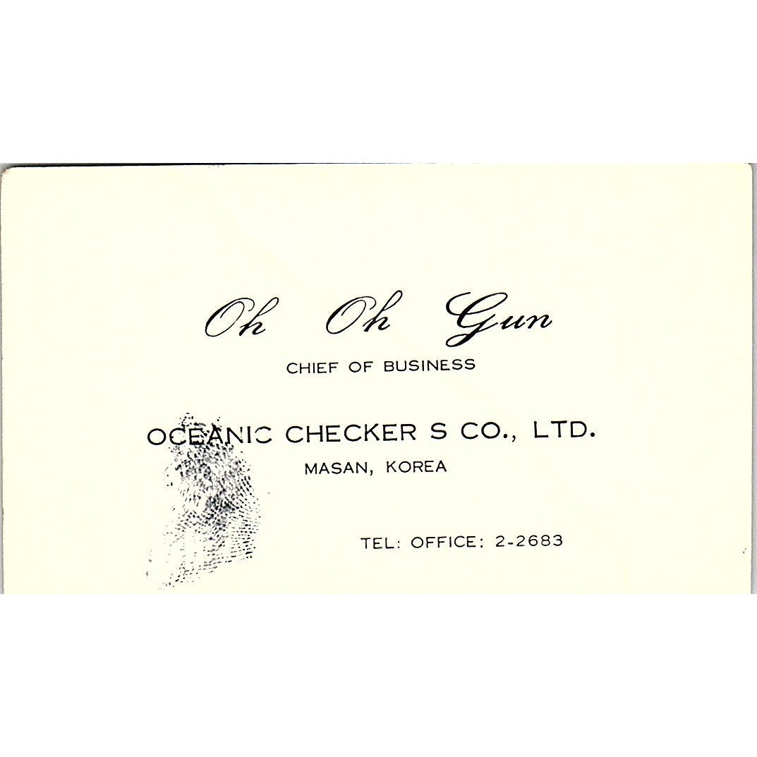 Oh Oh Gum Oceanic Checker S Co Masan Korea Vintage Business Card SC9-B6