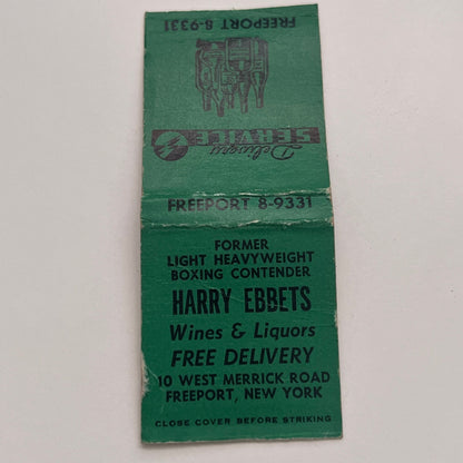 Harry Ebbets Light Heavyweight Boxer Freeport Vintage Matchbook Cover MM2-7