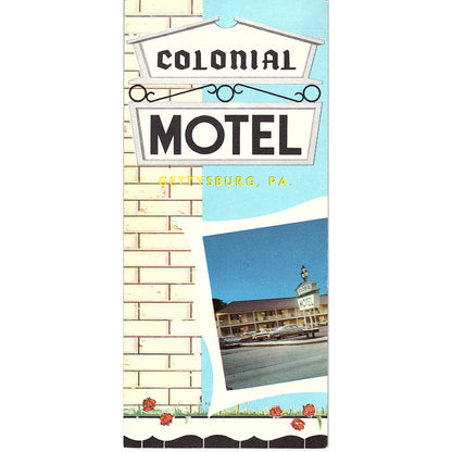 Retro Colonial Motel Gettysburg PA Fold Out Travel Brochure TH2-TB2