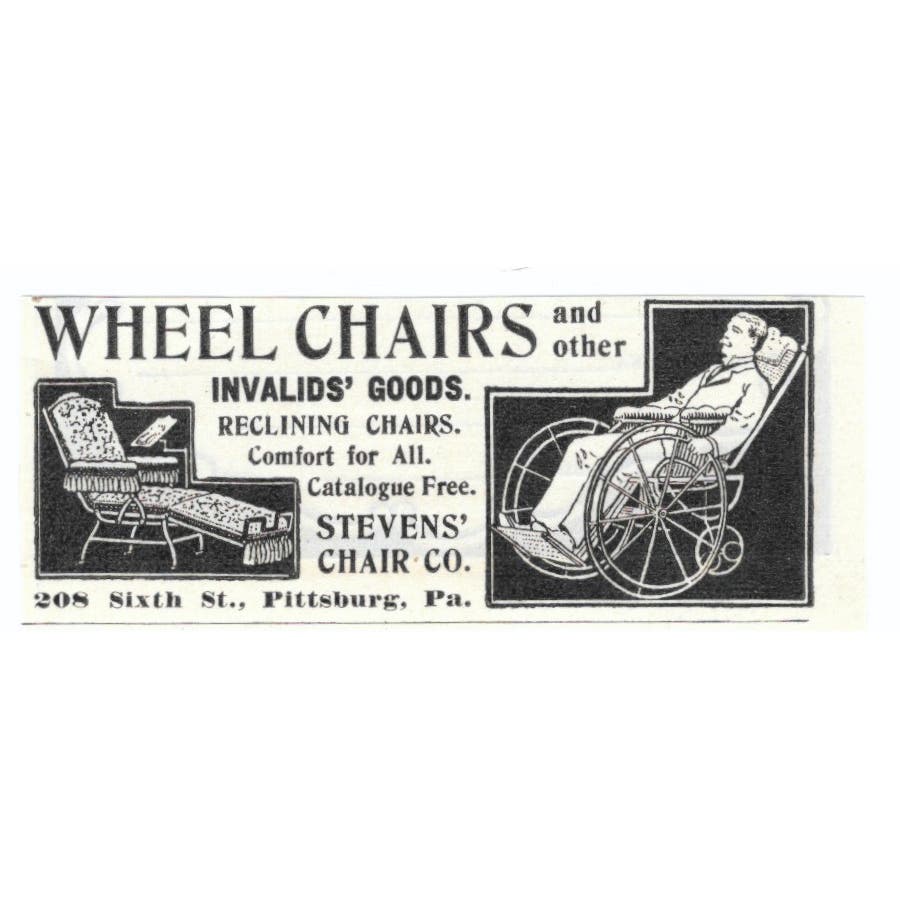 Wheelchairs Stevens' Chair Co Pittsburgh c1905 Original Advertisement AE7-SA1