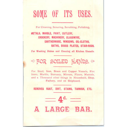 c1880 Benjamin Brooke & Co Monkey Soap Kings Cross London N. Advertisement AB9