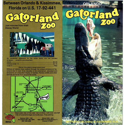 1980s Orlando Florida Gatorland Zoo Fold Out Travel Brochure TF4-BA