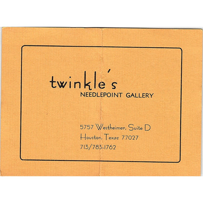 Twinkle's Needlepoint Gallery Houston TX Vintage Business Card ML1-6