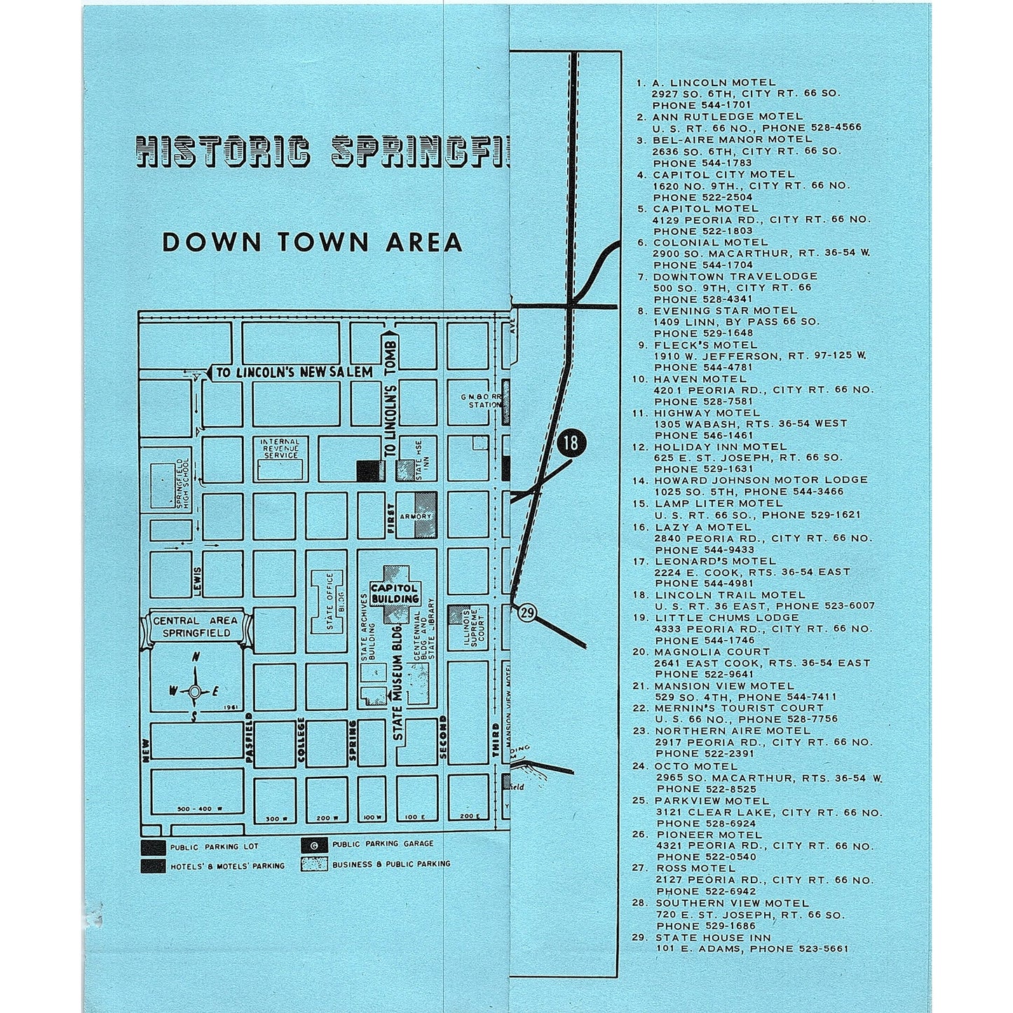 Map of Historic Springfield IL Vintage Travel Brochure TH2-TB5