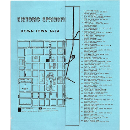 Map of Historic Springfield IL Vintage Travel Brochure TH2-TB5