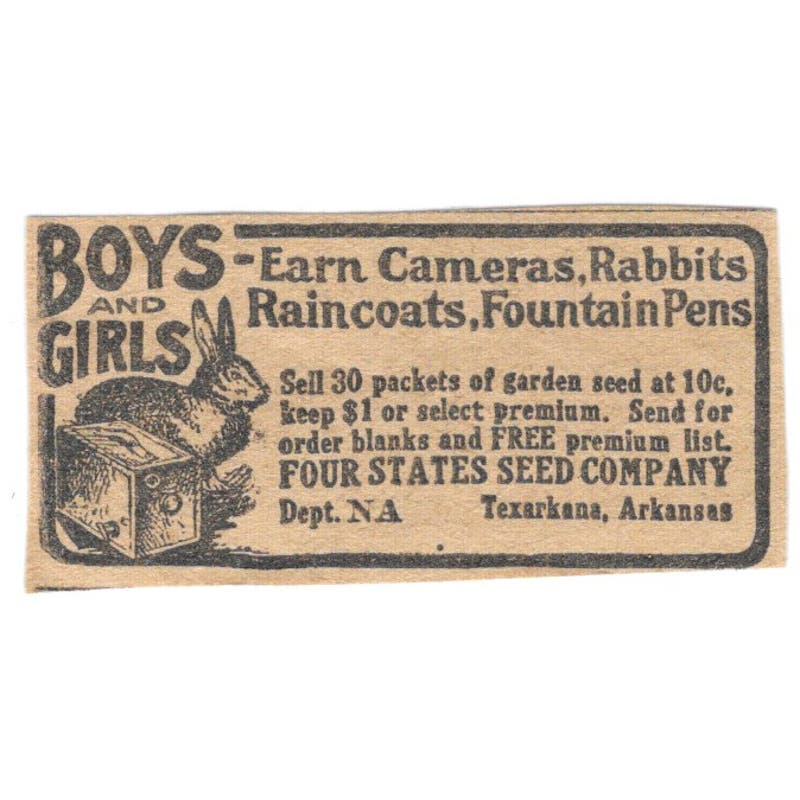 Four States Seed Co Texarkana AR Sell Seeds Offer 1923 Magazine Ad Clip AE1-8