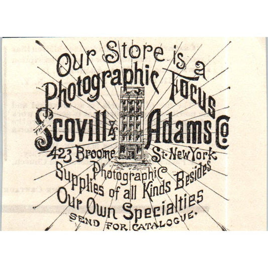 Scovill & Adams Co NY Photographic Supplies c1890 Victorian Ad AE8-CH9