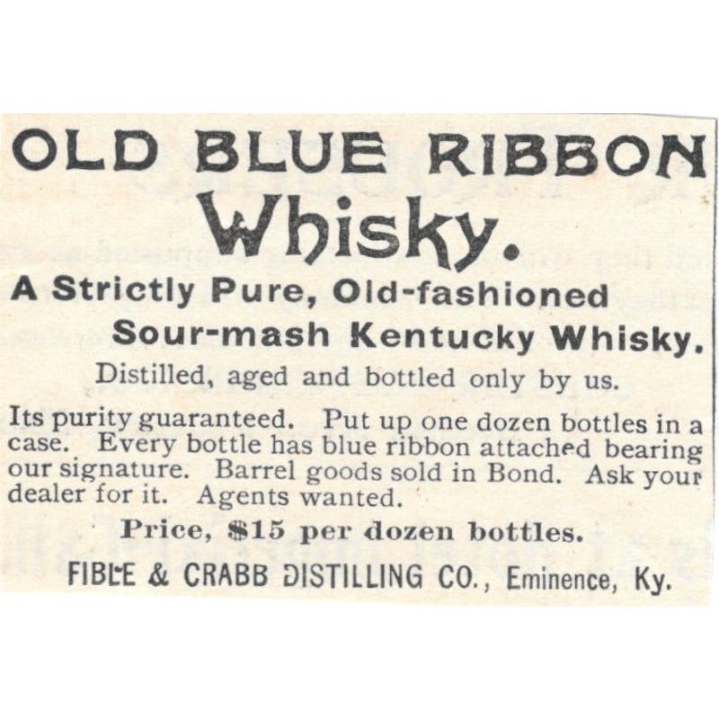 Old Blue Ribbon Whiskey Fible & Crabb Eminence KY 1893 Judge Magazine Ad AB9-SB