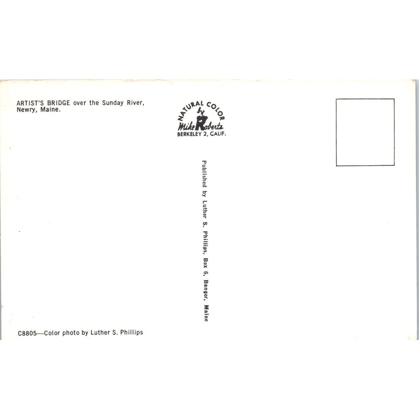 Artist's Bridge Sunday River Newry Maine Vintage Covered Bridge Postcard PC17