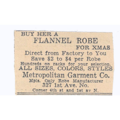 Metropolitan Garment Co Robes 1st Ave No. 1935 Minneapolis Journal Ad AE7-H3