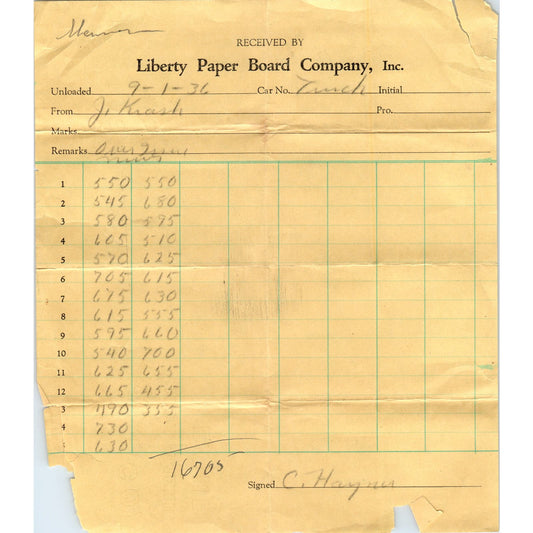 1936 Liberty Paper Board Company Billhead Letterhead D17