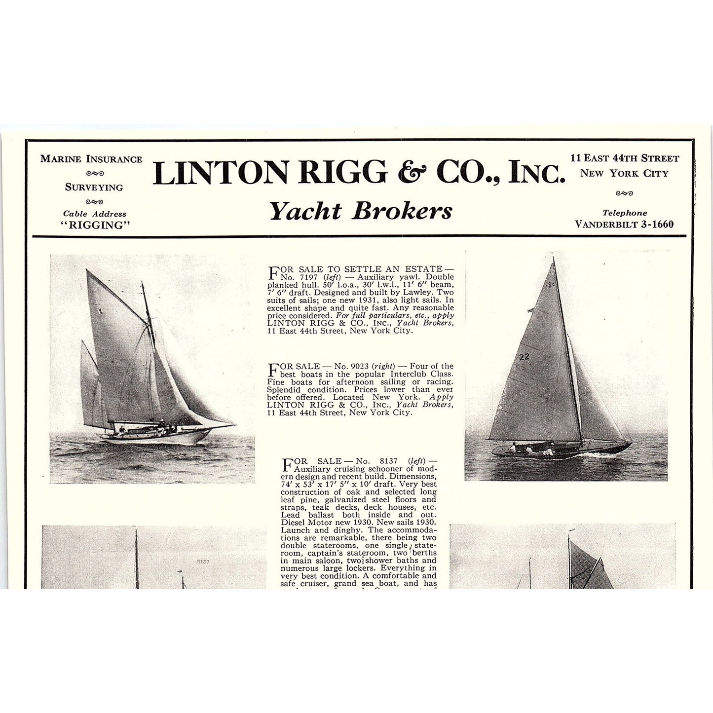 Paine, Belknap & Skene Naval Architects E. Arthur Shuman Boston 1932 AG2-7