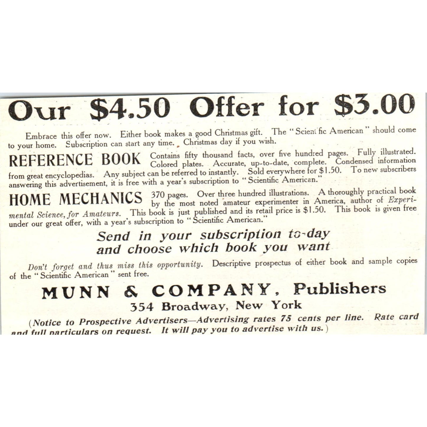 Munn & Company Publishers Broadway NY c1905 Original Advertisement AE7-A3