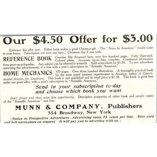 Munn & Company Publishers Broadway NY c1905 Original Advertisement AE7-A3