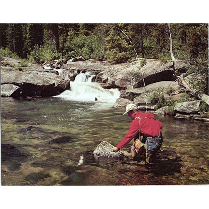 Retro Kitsch Man Fly Fishing in River 1971 Art Print 8x10 V10