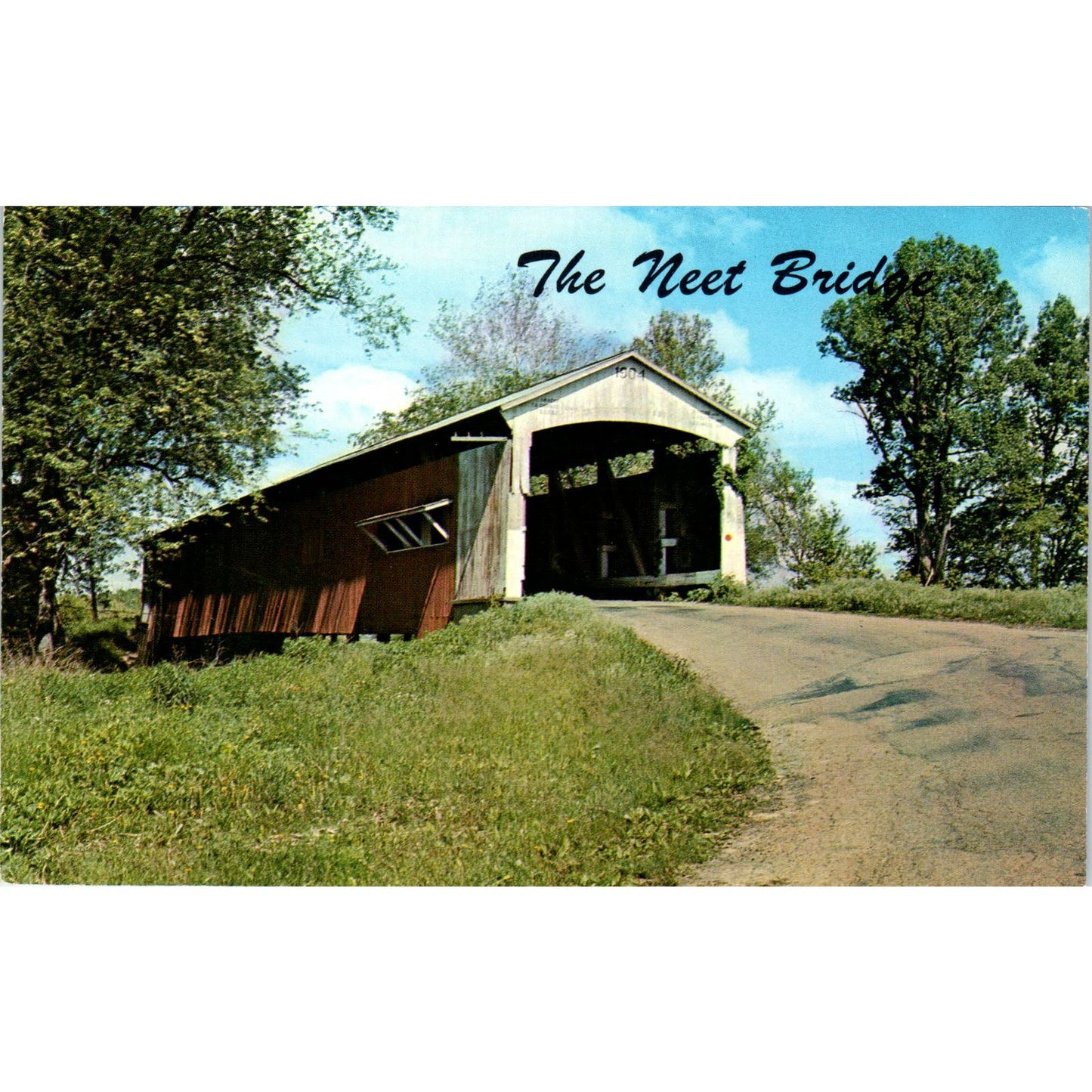 The Neet Bridge Parke County Indiana No 10 Vintage Covered Bridge Postcard PD3