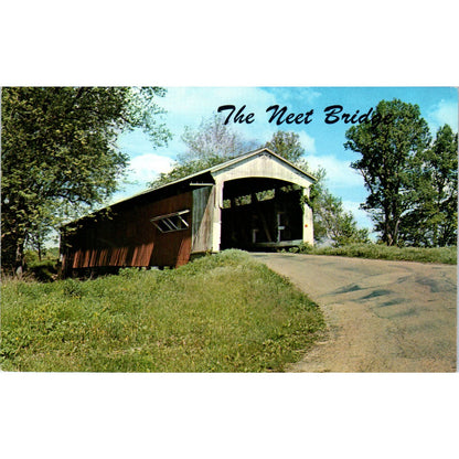 The Neet Bridge Parke County Indiana No 10 Vintage Covered Bridge Postcard PD3