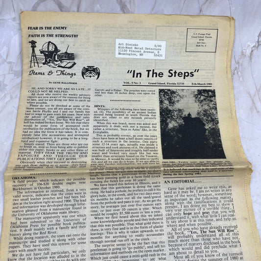 1981 March - In the Steps of the Treasure Hunter Newspaper - Grand Island FL M11