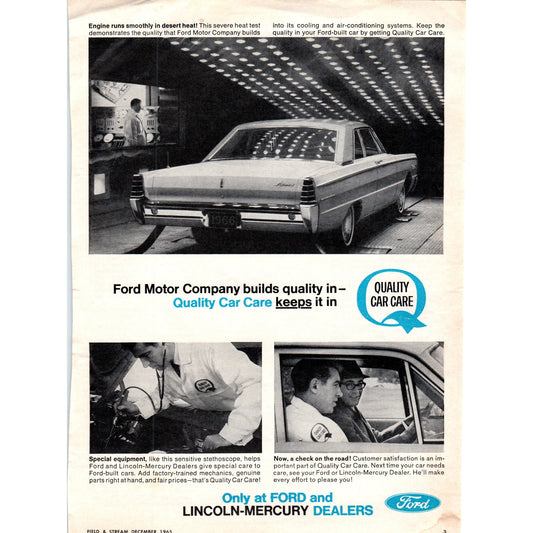 Ford Motor Company Quality Car Care 1965 Automobile - Vintage Magazine Ad D20