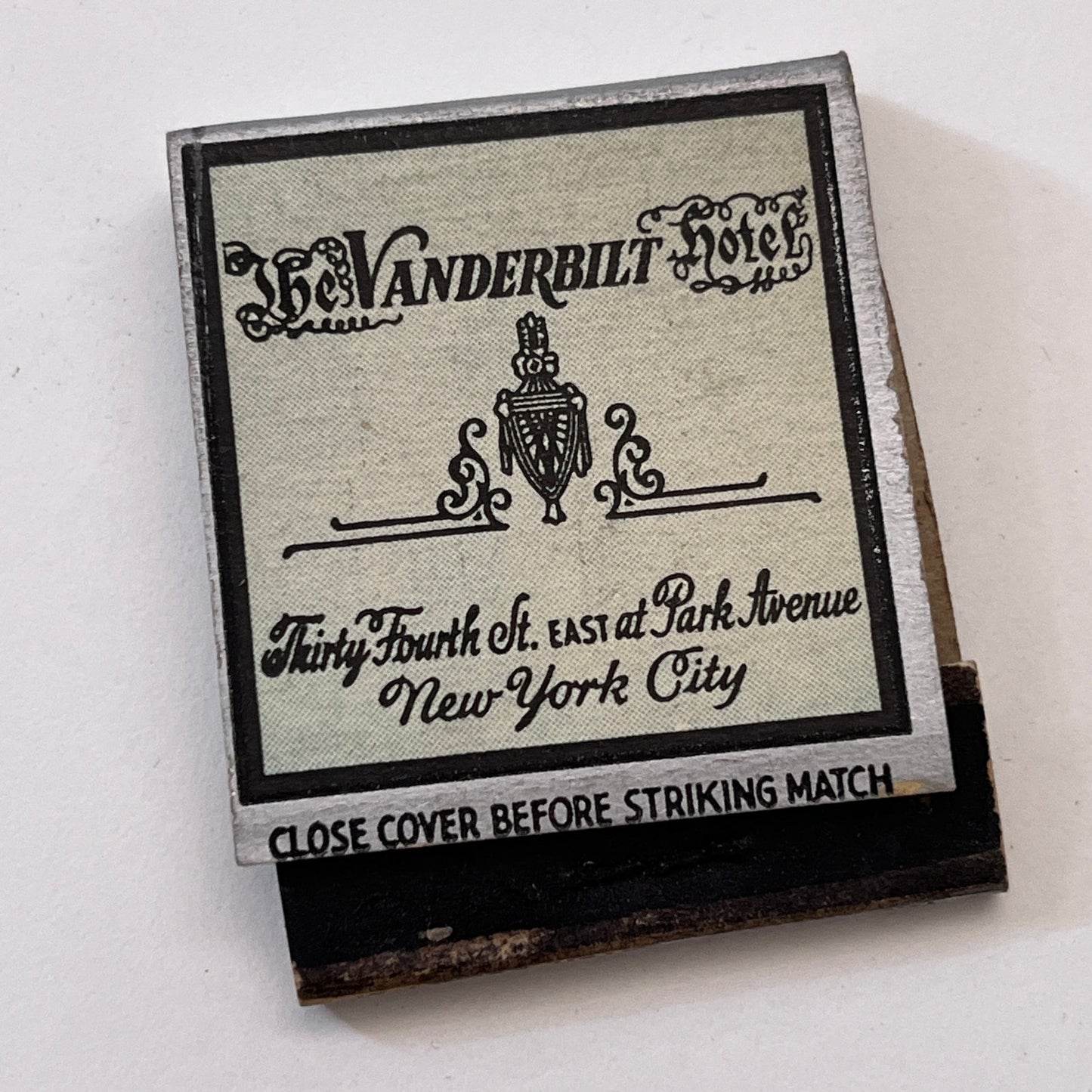 The Vanderbilt Hotel Park Avenue New York City Vintage Matchbook Cover TB8-MB3-2