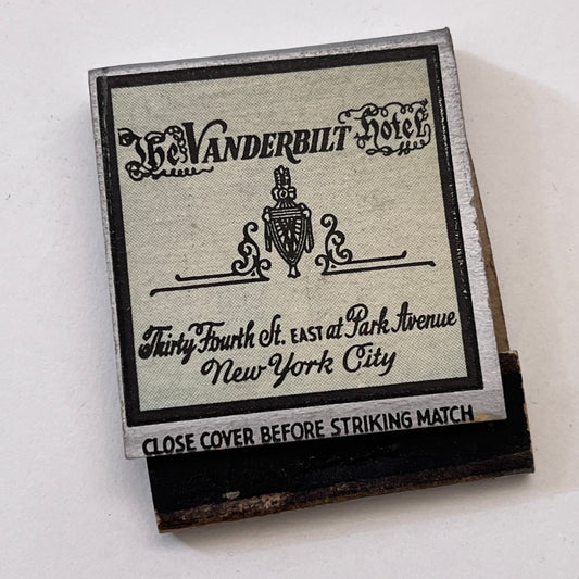 The Vanderbilt Hotel Park Avenue New York City Vintage Matchbook Cover TB8-MB3-2