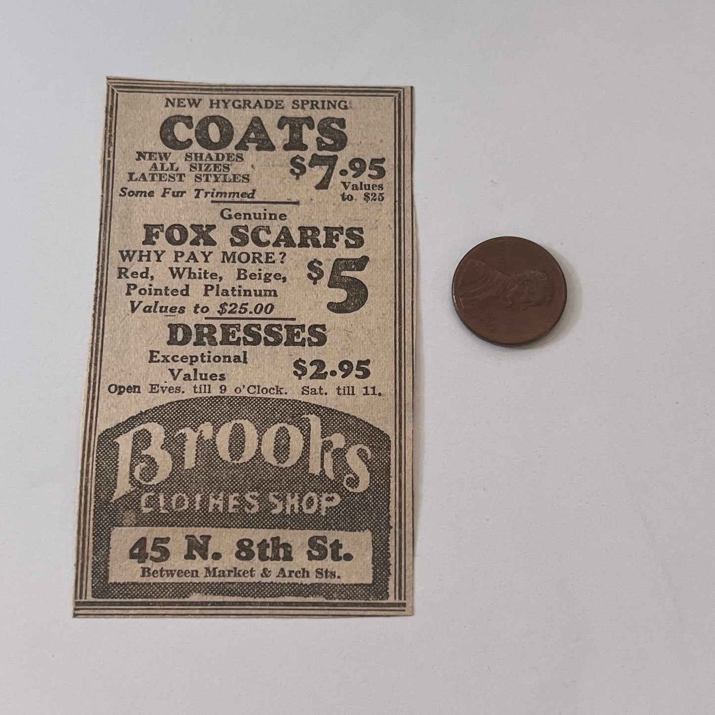 Brooks Clothes Shop Philadelphia PA 1931 Newspaper Ad SAG4-S13