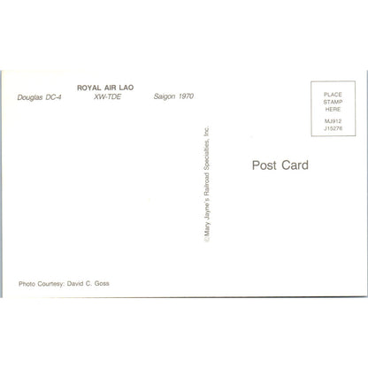 Royal Air LAO Douglas DC-4 XW-TDE Vintage Postcard PC19