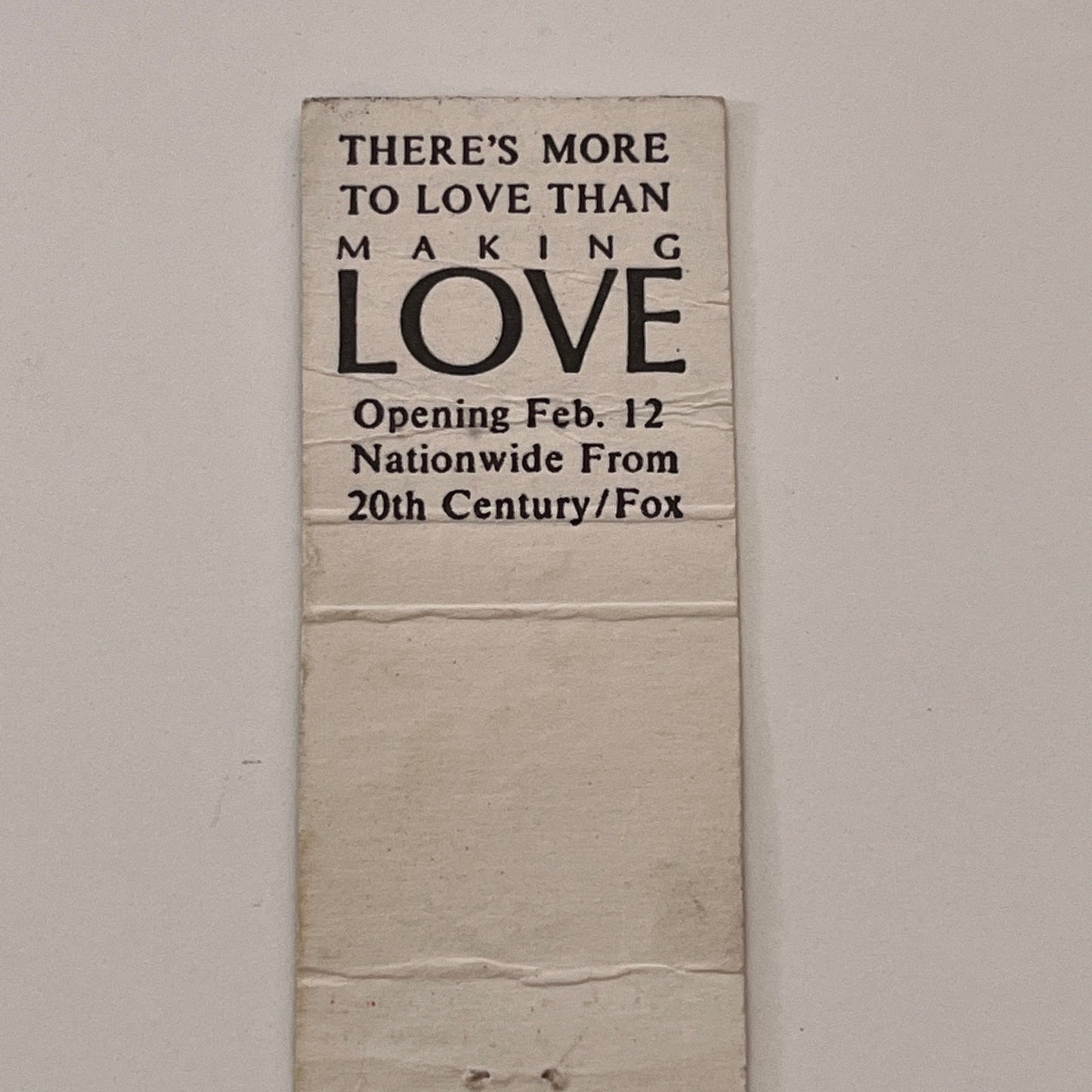 20th Century Fox Film Making Love Souvenir Vintage Matchbook Cover TB6-MB2-2