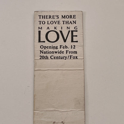 20th Century Fox Film Making Love Souvenir Vintage Matchbook Cover TB6-MB2-2