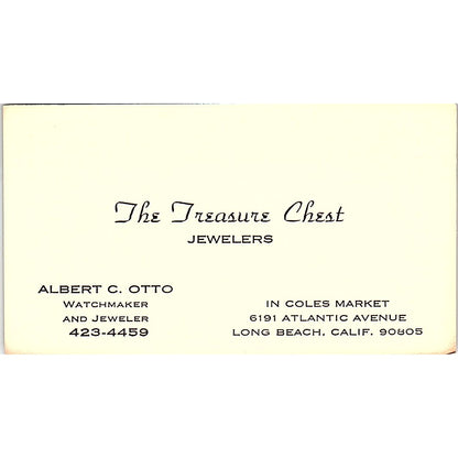 The Treasure Chest Jewelers Albert C. Otto Long Beach CA Business Card SB4-B1