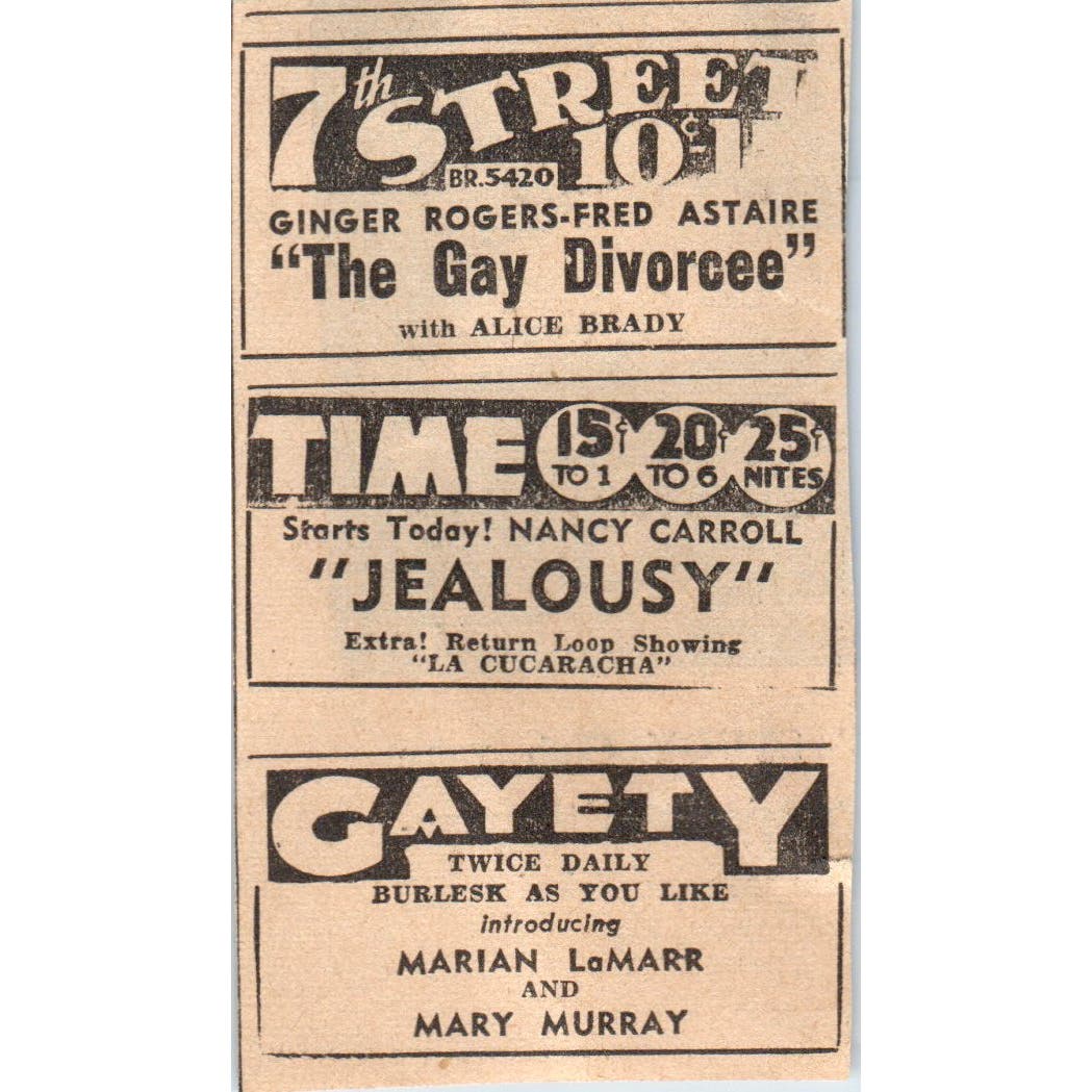 7th Street Theatre The Gay Divorcee 1935 Minneapolis Journal Ad AE7-H2