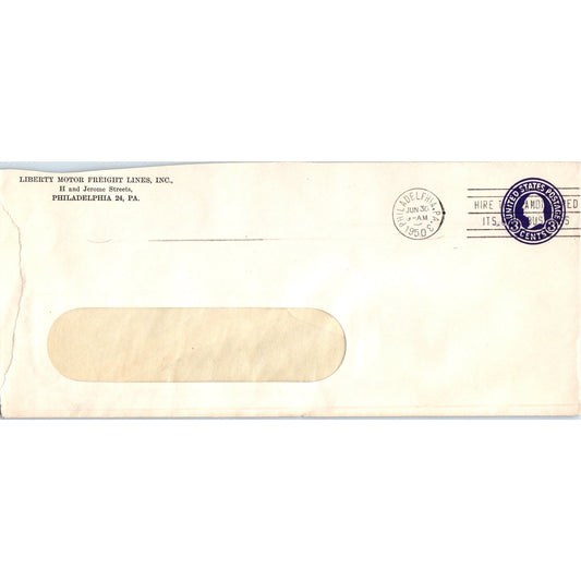 1950 Liberty Motor Freight Lines Inc Philadelphia Postal Cover Envelope TH9-L1