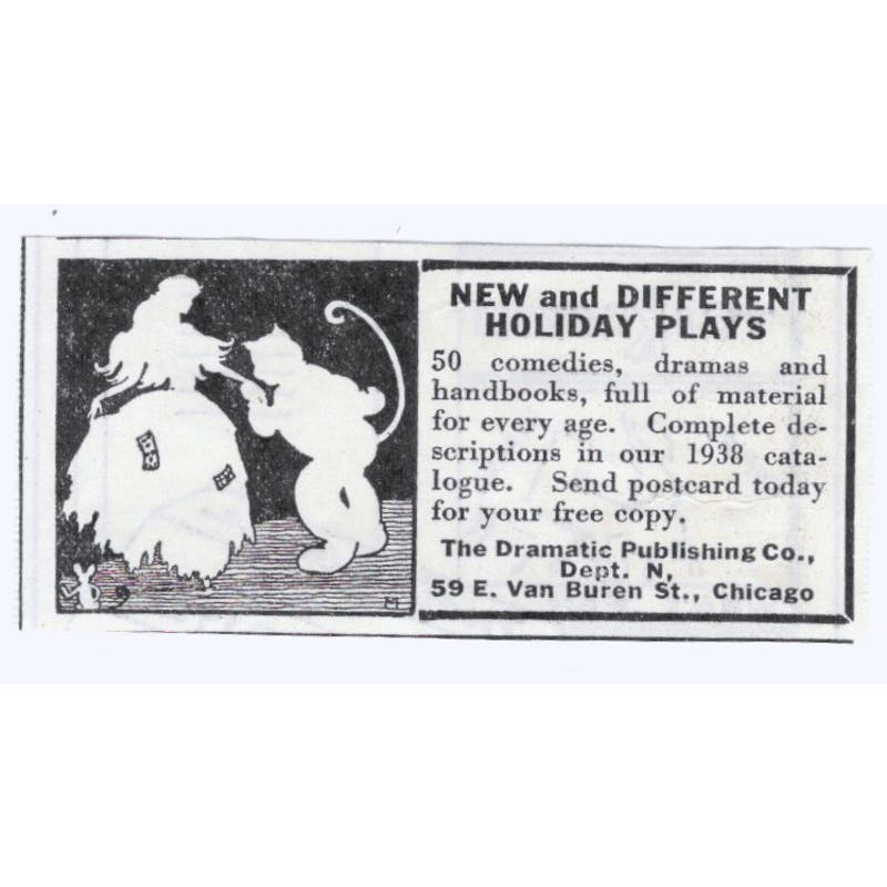 Dramatic Publishing Co Chicago Holiday Plays 1930s Magazine Advertisement AE4-I3