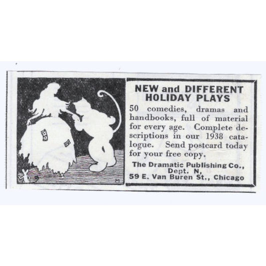 Dramatic Publishing Co Chicago Holiday Plays 1930s Magazine Advertisement AE4-I3