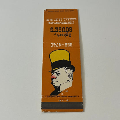 Egbert Souse's Oakland California Vintage Matchbook Cover TB6-MB2-5