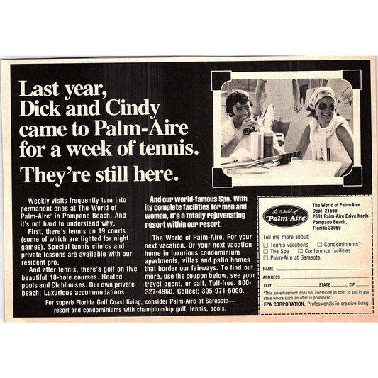Palm-Aire Tennis Vacations Pompano Beach FL 1977 Ad AF3-5