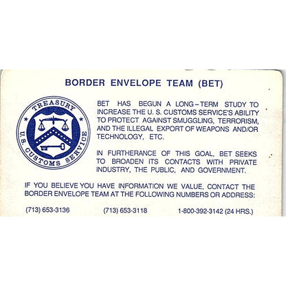 Border Envelope Team BET Houston Vintage Business Card SC9-B2