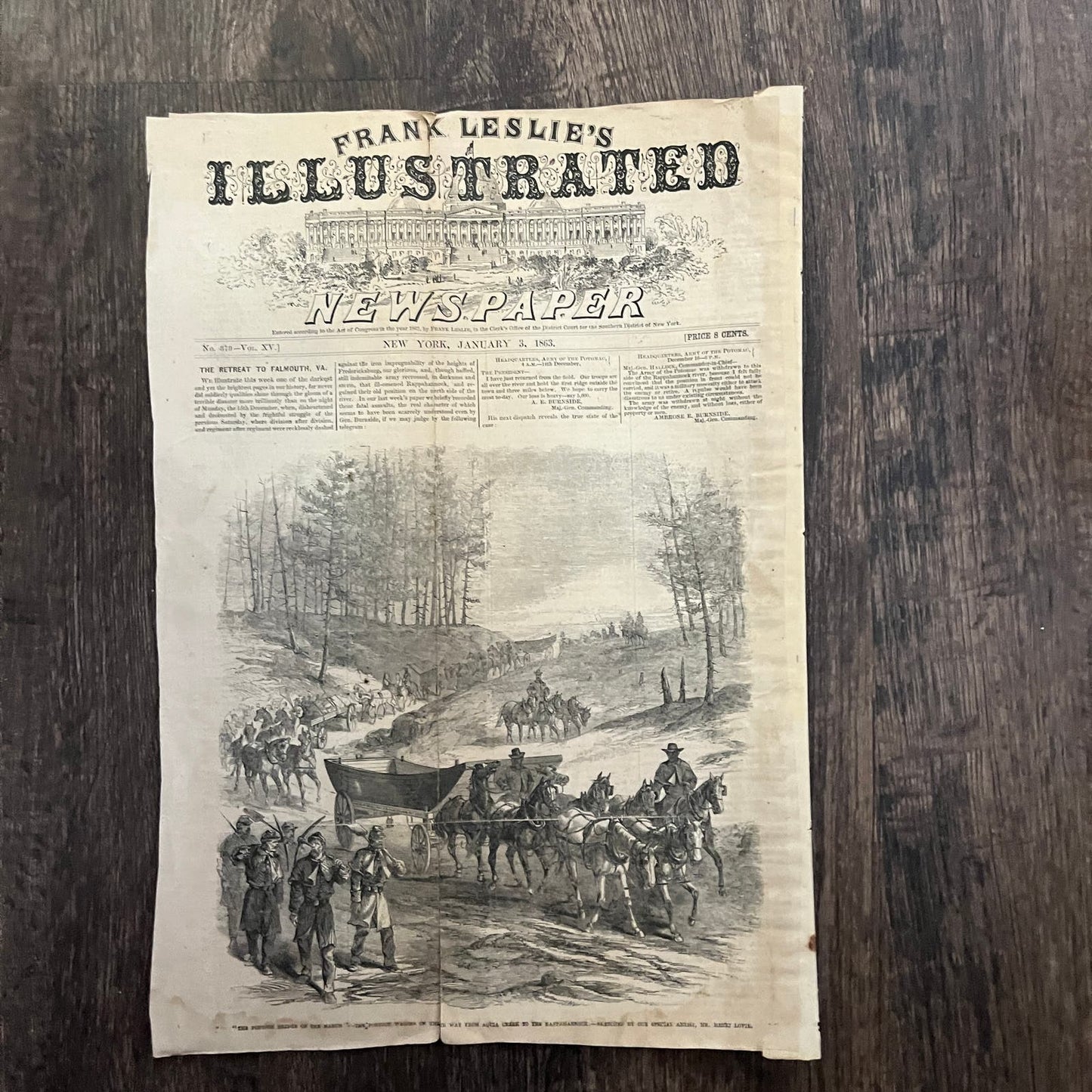 Army at Rappahannock George Bayard A.P. Hill 1863 Civil War Engraving C88