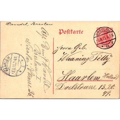 Waaning Tilly Haarlem Wandel Breslan 1915 German Reich Postcard P5-11