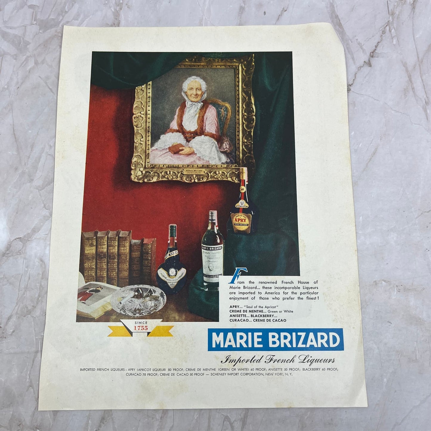 Marie Brizard French Liqueurs Schenley Import Co 1951 Magazine Ad FL6-10