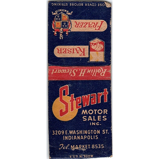 Stewart Motor Sales Indianapolis Frazer Kaiser Vintage Matchbook Cover SF3-Y5