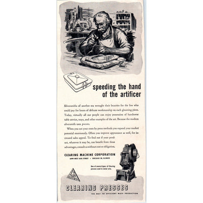 Clearing Machine Corp Clearing Presses Chicago 1951 Magazine Ad D17