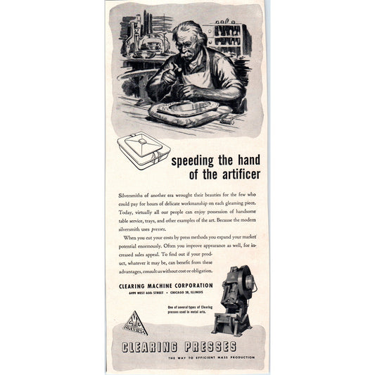 Clearing Machine Corp Clearing Presses Chicago 1951 Magazine Ad D17