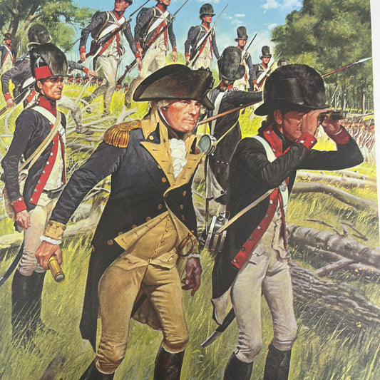 1794 Legion Dragoon, General Wayne, Infantrymen Advancing c1965 Art Print V14-4