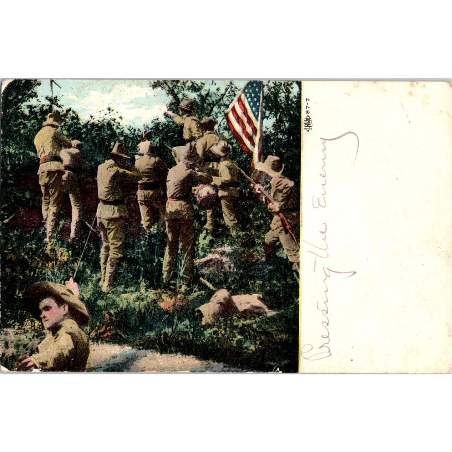 1907 Spanish American War "Pressing The Enemy" Original Postcard PD2