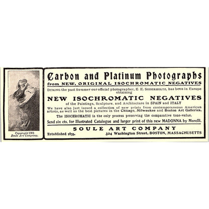 Soule Art Company Carbon & Platinum Photographs Boston MA - 1902 Ad AF4-12