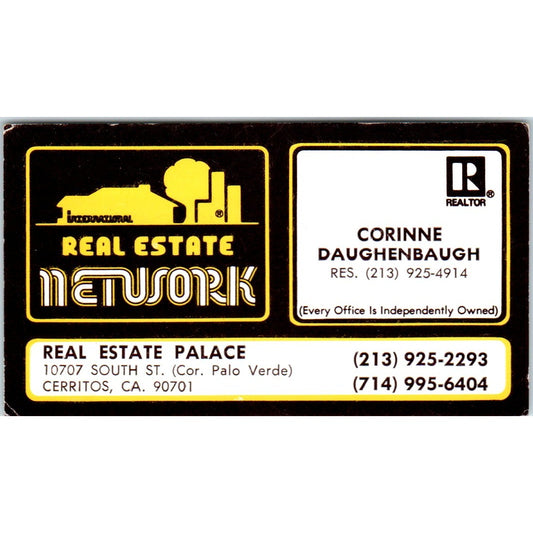 Corinne Daughenbaugh Real Estate Network Cerritos Vintage Business Card SD4-B5