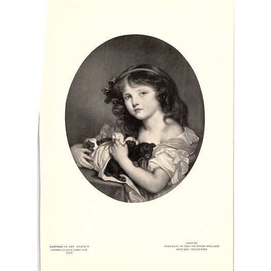 Portrait of the Countess Mollien - Greuze - 1904 Litho Art Print AF5-6
