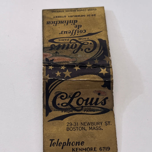 C. Louis Coiffeur De Distinction Boston MA Vintage Matchbook Cover MM3-5
