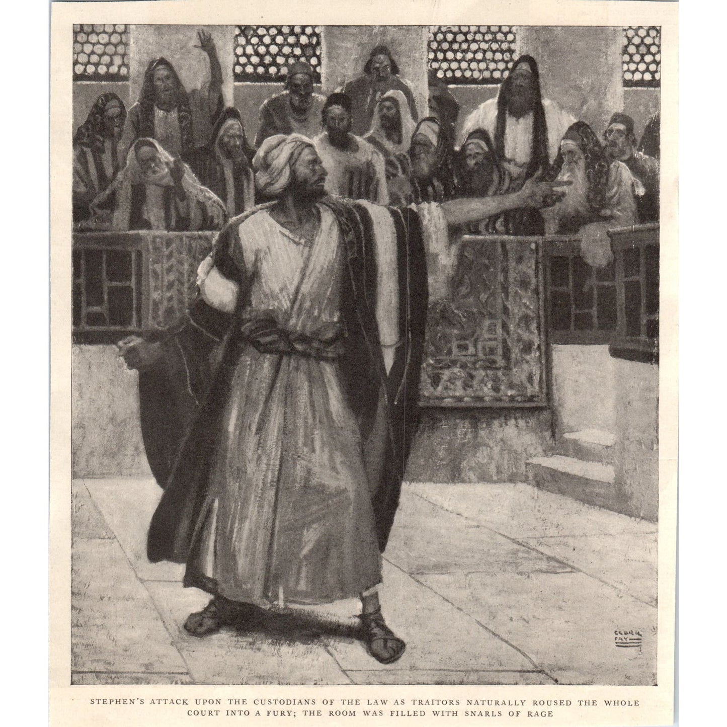 Stephen's Attack Upon The Custodians of the Law Illustration 1924 Clip FL6-11